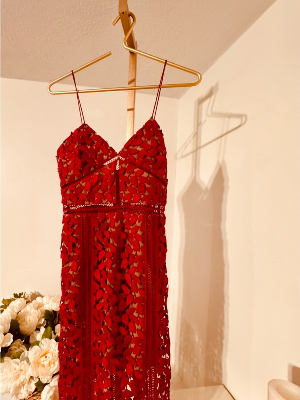 Self-Portrait Red Lace Slip Dress - Picture 4 of 15